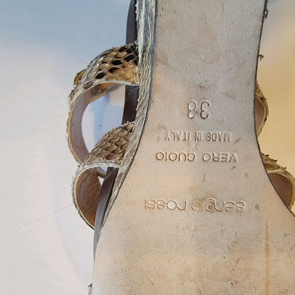 Vintage Sergio Rossi Python Wedge Sandals, 4" Heel - Picture 6 of 6